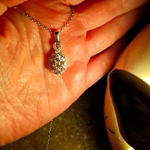 Turkezite Zircon Platinum over Sterling Necklace